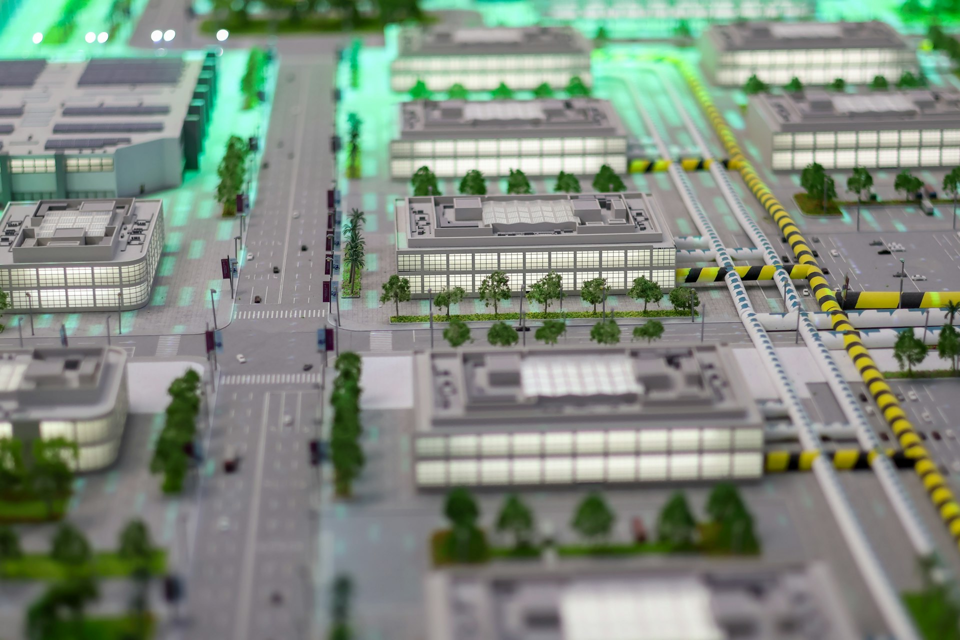 Architectural model of a modern city district